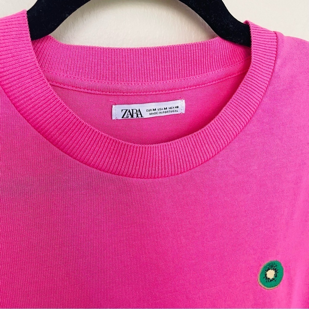 Zara Pink Kiwi Embroidered Tee - Picture 4 of 5